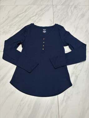 Ribbed Long Sleeve Henley Top